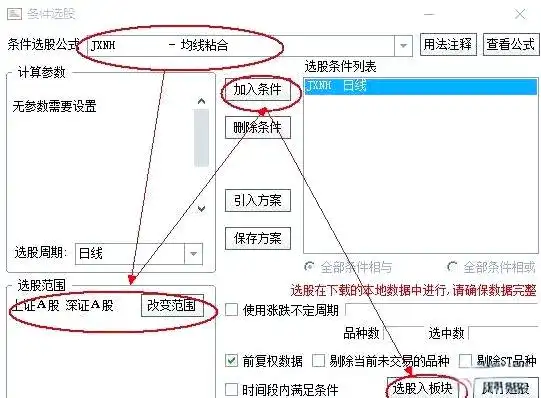 均线金叉公式设置_均线粘合公式设置_均线发散选股公式